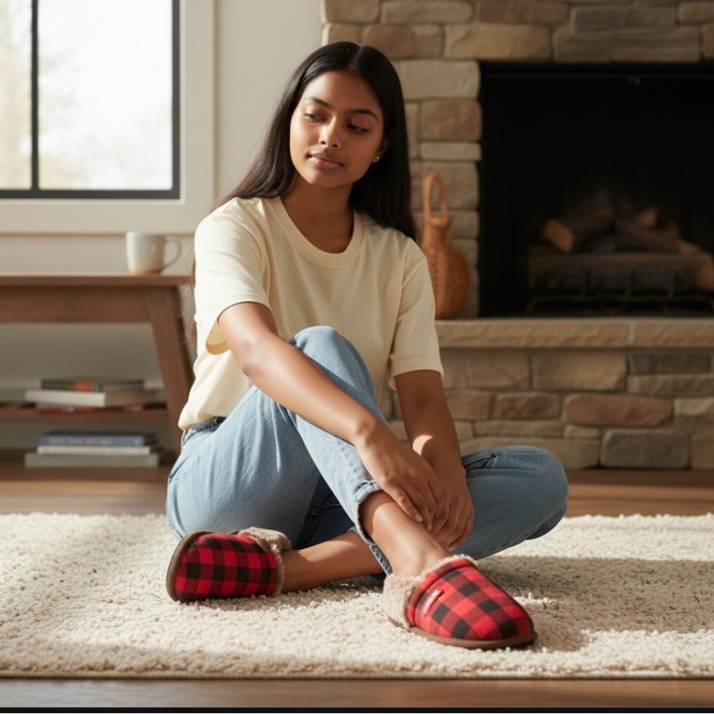 Wondershop Red and Black Checkered Slippers